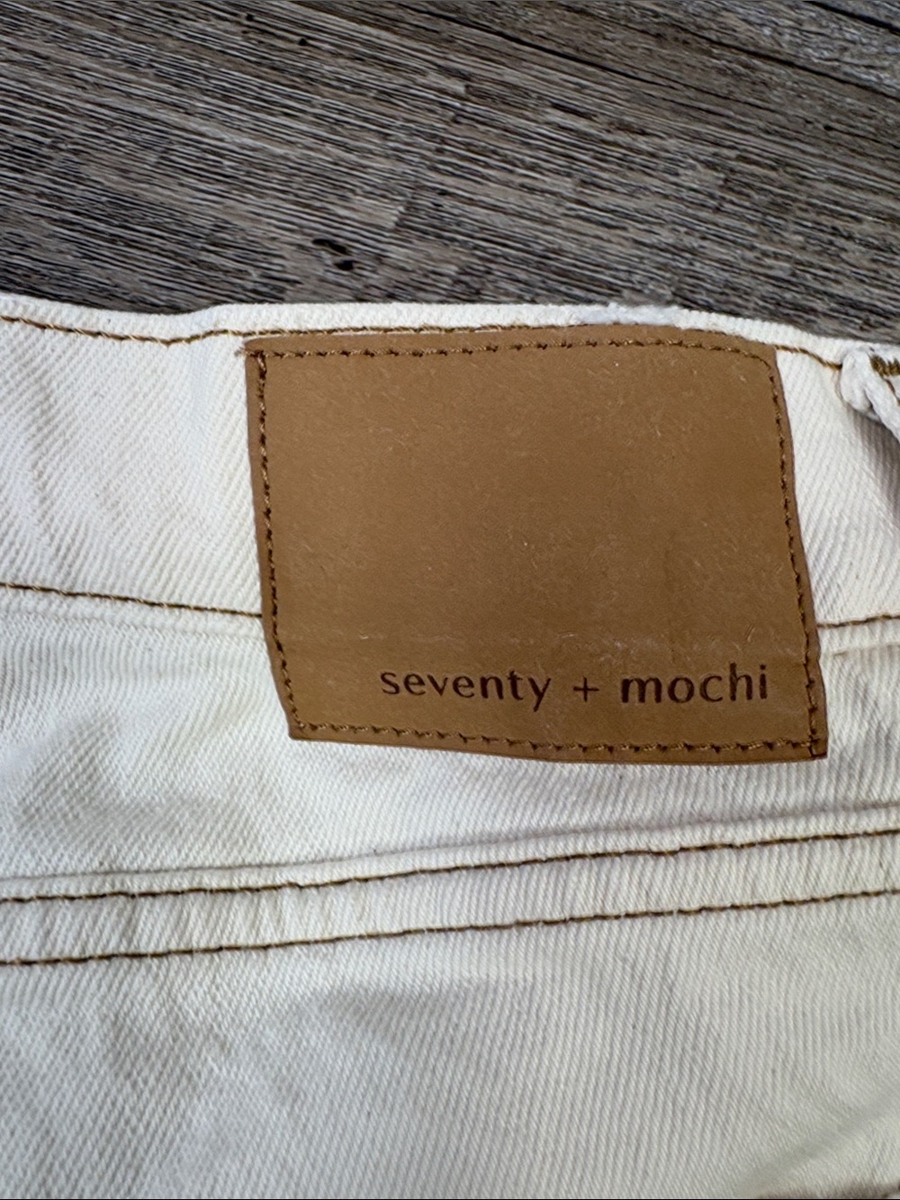 Seventy + Mochi Cream High Rise Wide Leg Jeans Contrast Stitching 28/32 - Picture 7 of 14